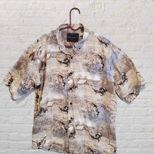 North River Men's Short Sleeve Button Front deer